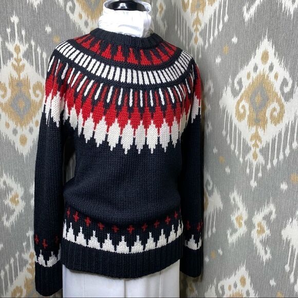 Polo Ralph Lauren Black, Red & White Wool Nordic FairIsle Crew Neck Sweater - Picture 10 of 16